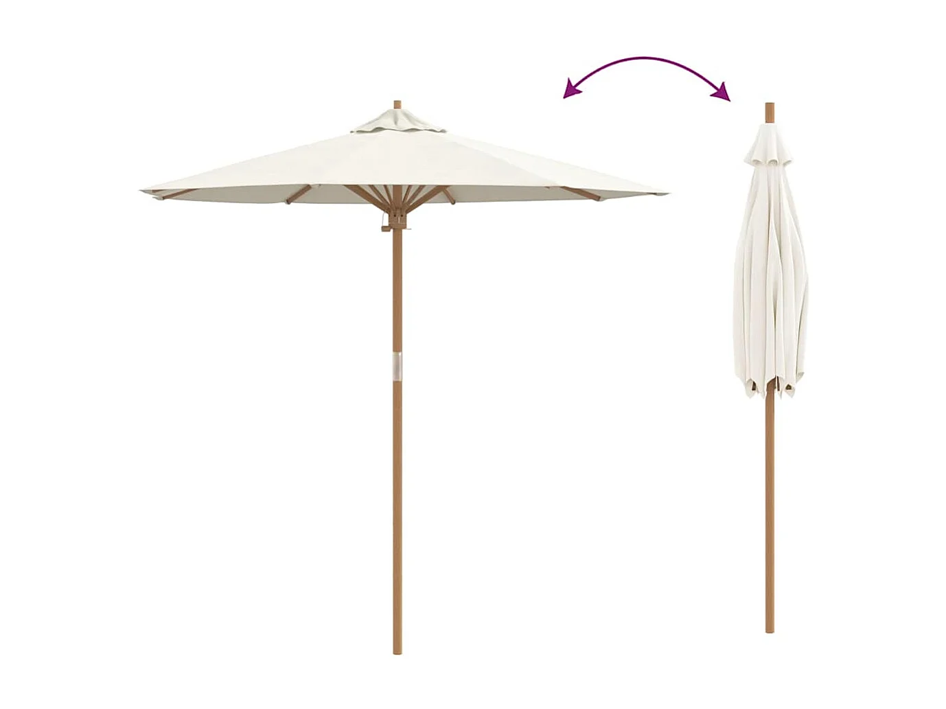 Parasol de jardin-Parasol d'extérieur Blanc crème 217 x 217 x 230 cm Bambou