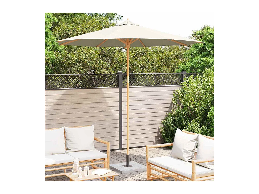 Parasol de jardin-Parasol d'extérieur Blanc crème 270 x 270 x 260 cm Bambou