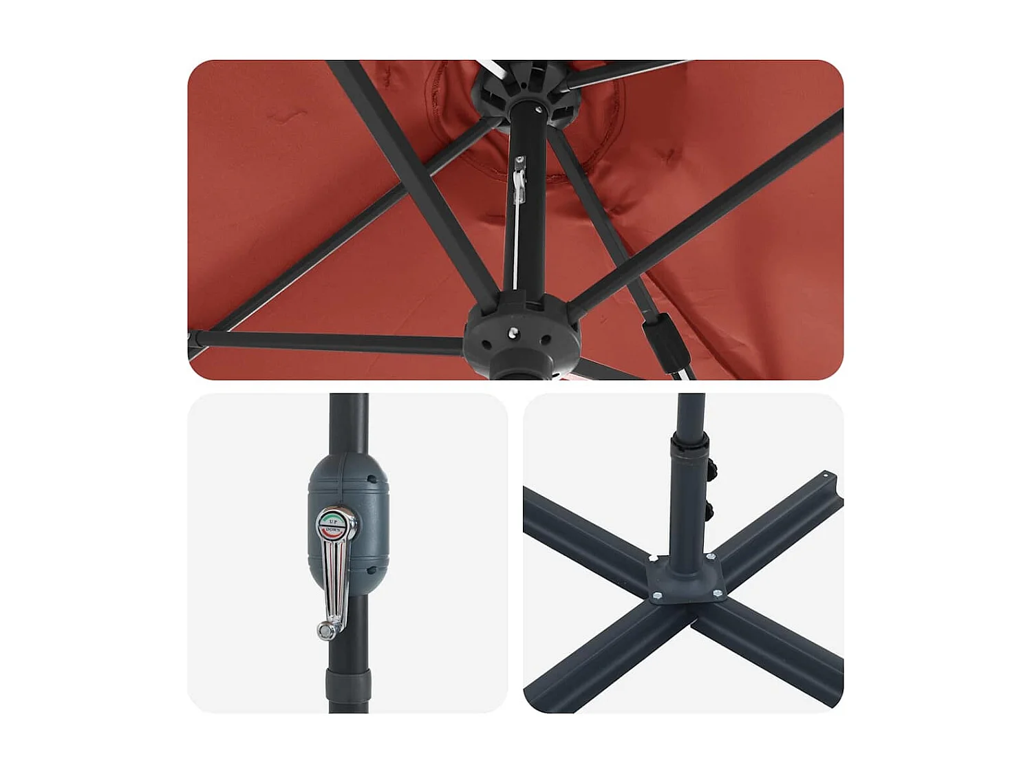 Parasol de jardin-Parasol d'extérieur Couleur terre cuite 370 x 197 x 239 cm