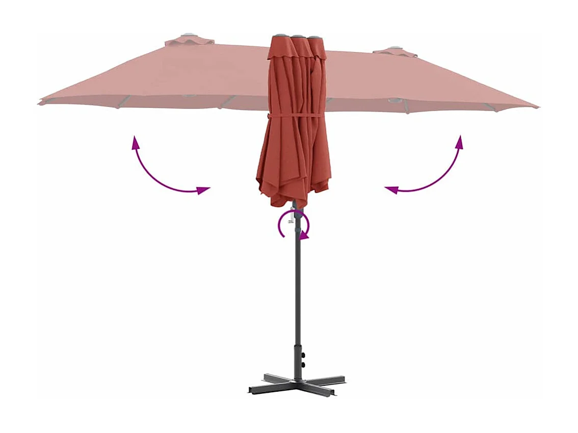 Parasol de jardin-Parasol d'extérieur Couleur terre cuite 370 x 197 x 239 cm