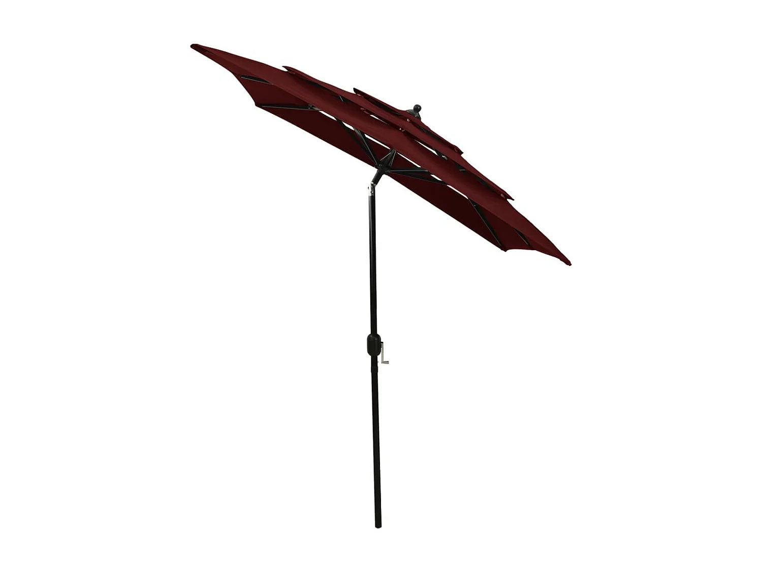 Parasol de jardin-Parasol à 3 niveaux  mât en aluminium rouge bordeaux