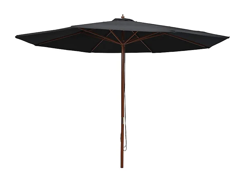 Parasol d'extérieur | Parasol de jardin avec mât en bois 350 cm Noir