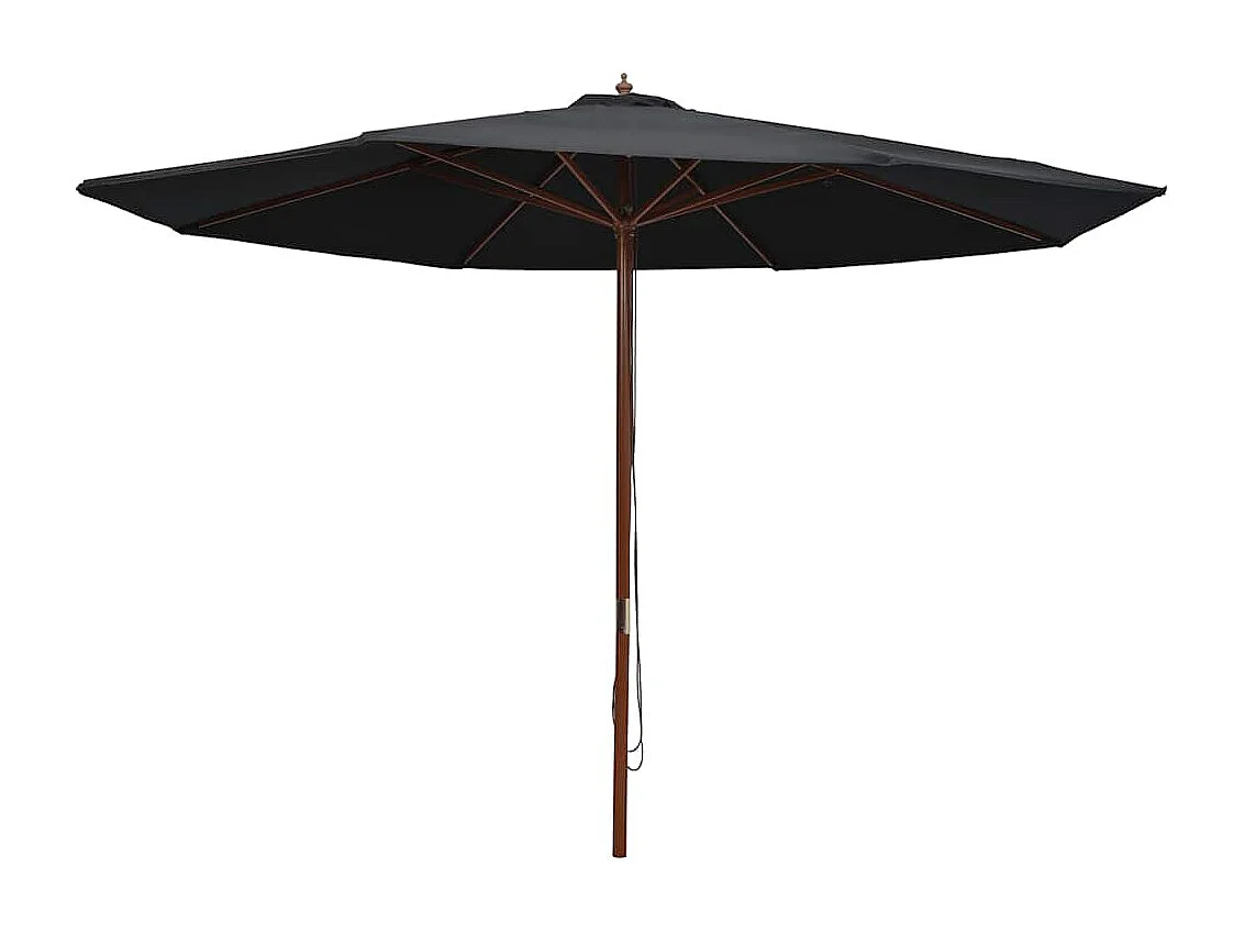 Parasol d'extérieur | Parasol de jardin avec mât en bois 350 cm Noir