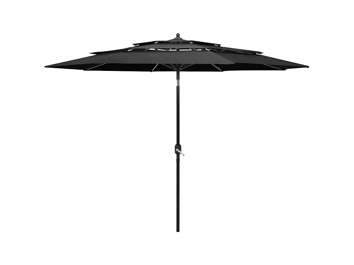 Parasol de jardin-Parasol à 3 niveaux  avec mât en aluminium anthracite