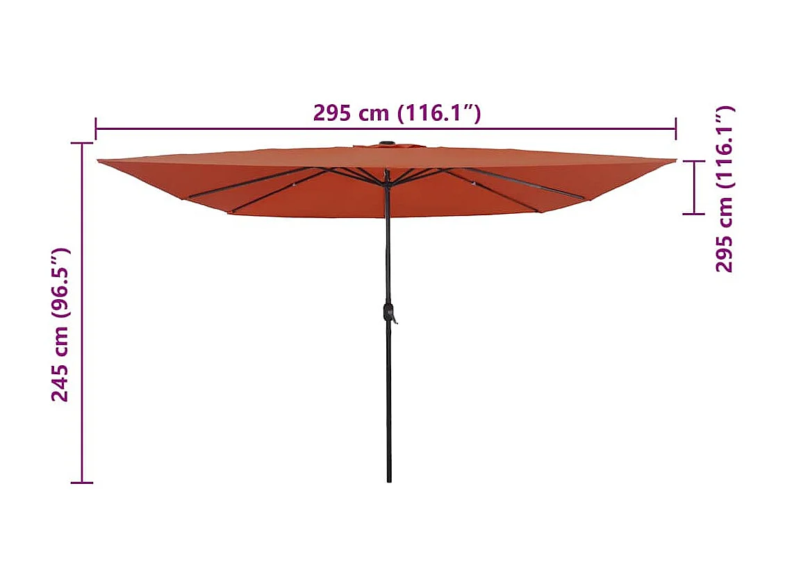 Parasol de jardin-Parasol d'extérieur Rouge et Noir 295 x 295 x 245 cm