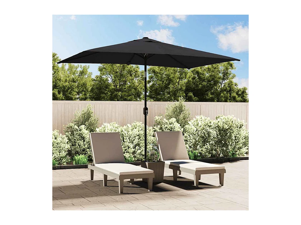 Parasol d'extérieur | Parasol de jardin avec mât en métal 300x200 cm Noir