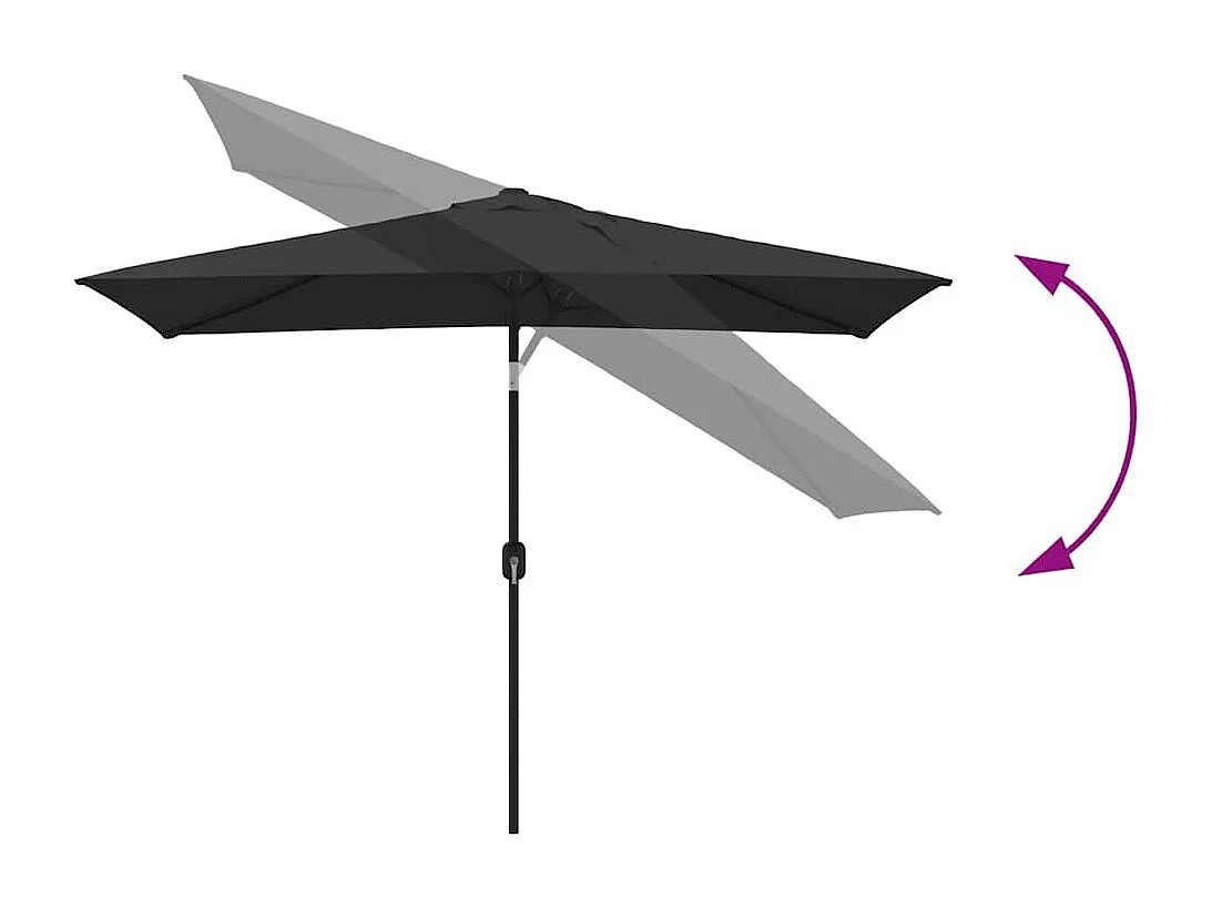 Parasol d'extérieur | Parasol de jardin avec mât en métal 300x200 cm Noir