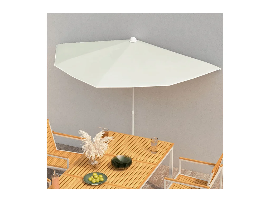 Demi-parasol de jardin avec mât 180x90 cm sable
