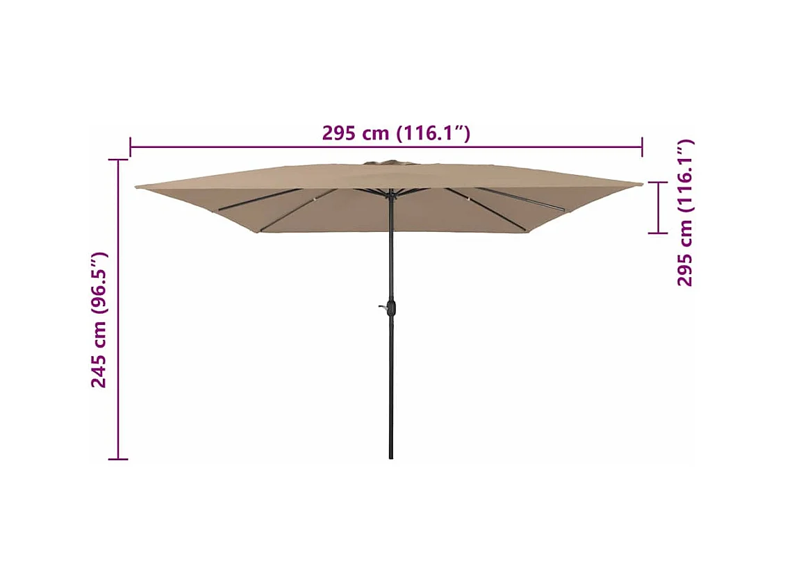 Parasol de jardin-Parasol d'extérieur Taupe et Noir 295 x 295 x 245 cm
