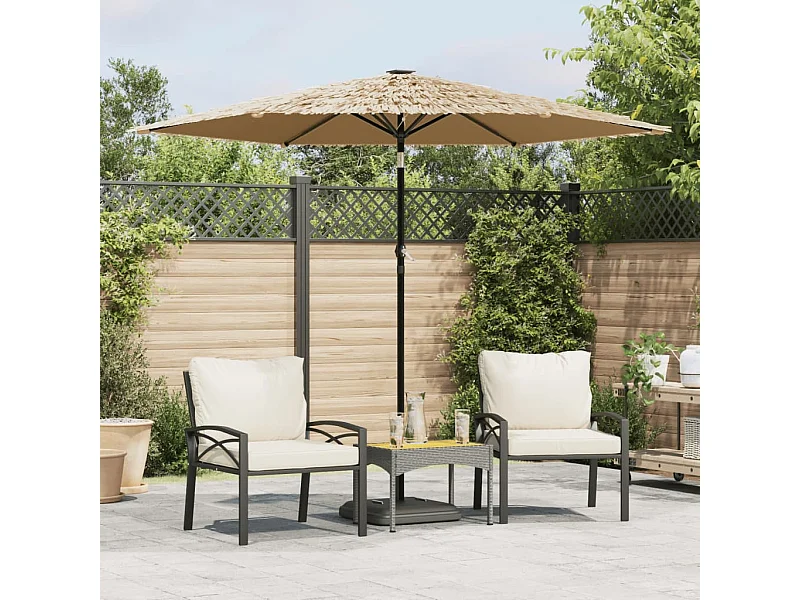 Parasol de jardin-Parasol d'extérieur avec LED et mât en acier marron 268x268x226cm