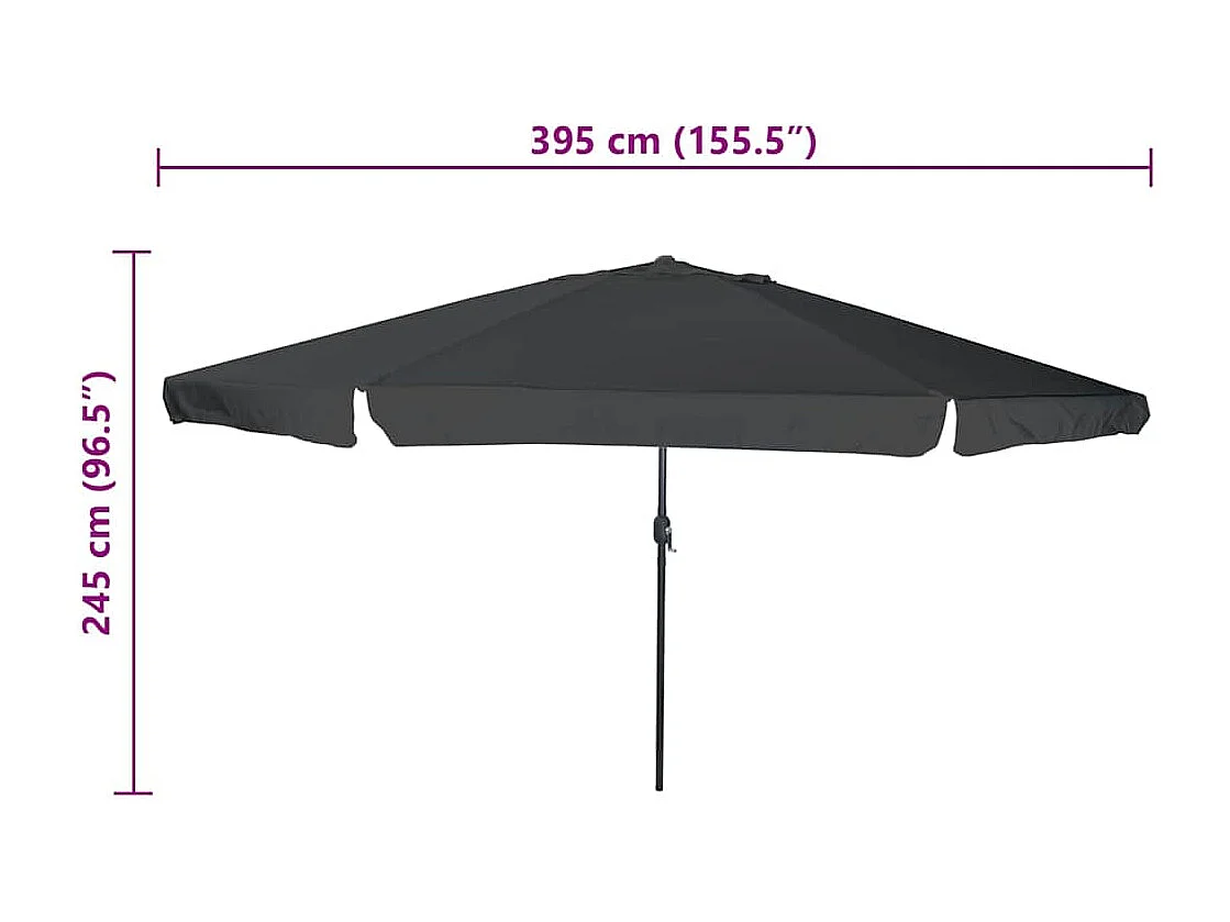 Parasol de jardin Anthracite et noir 395 x 395 x 245 cm