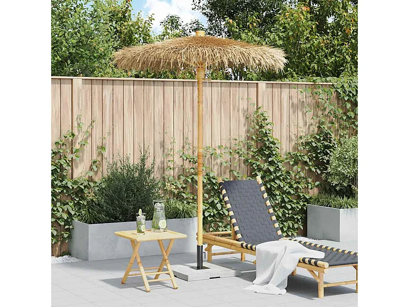 Parasol de jardin-Parasol Tiki avec auvent en feuille de bananier 150 cm bambou