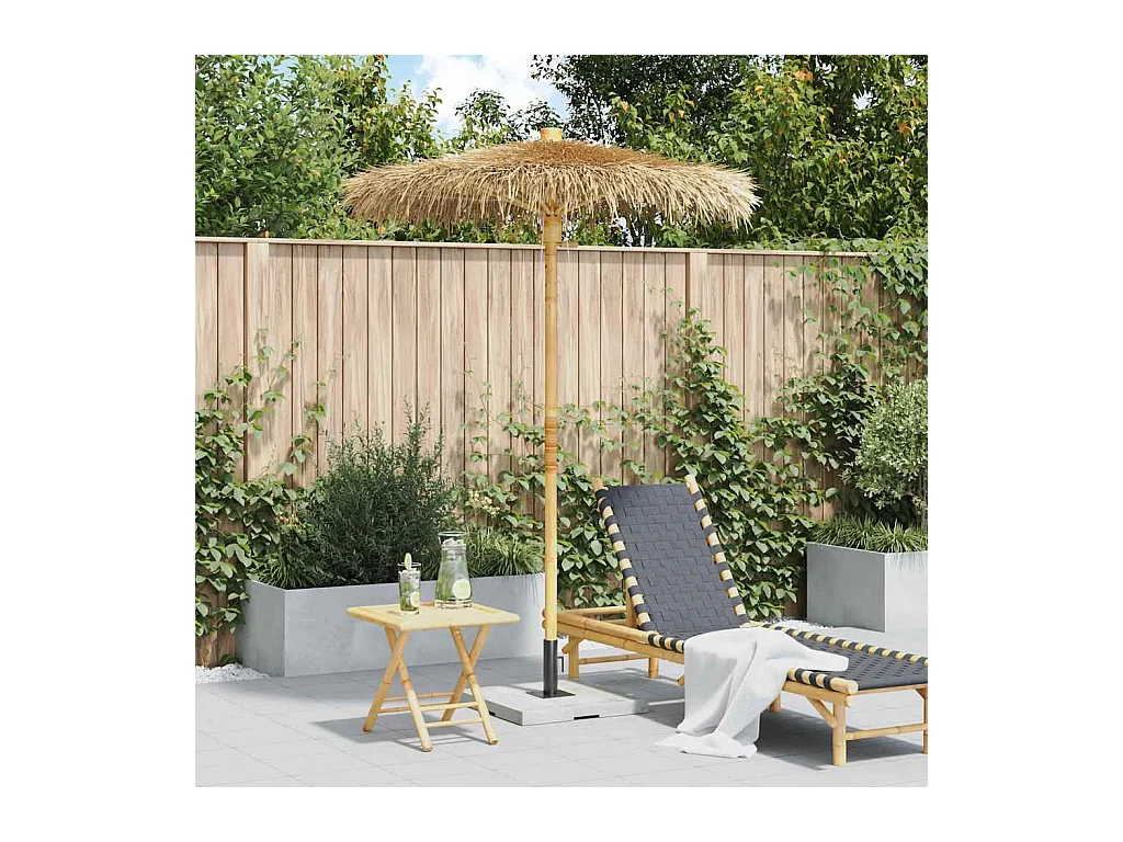 Parasol de jardin-Parasol Tiki avec auvent en feuille de bananier 150 cm bambou