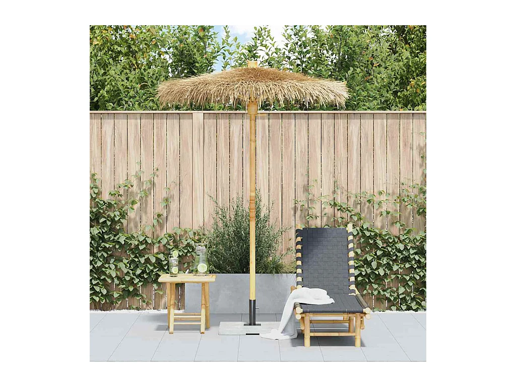 Parasol de jardin-Parasol Tiki avec auvent en feuille de bananier 150 cm bambou