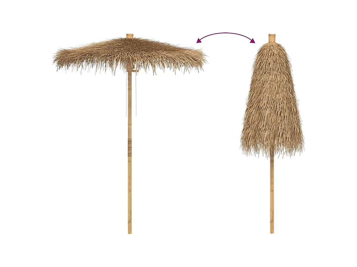 Parasol de jardin-Parasol Tiki avec auvent en feuille de bananier 150 cm bambou