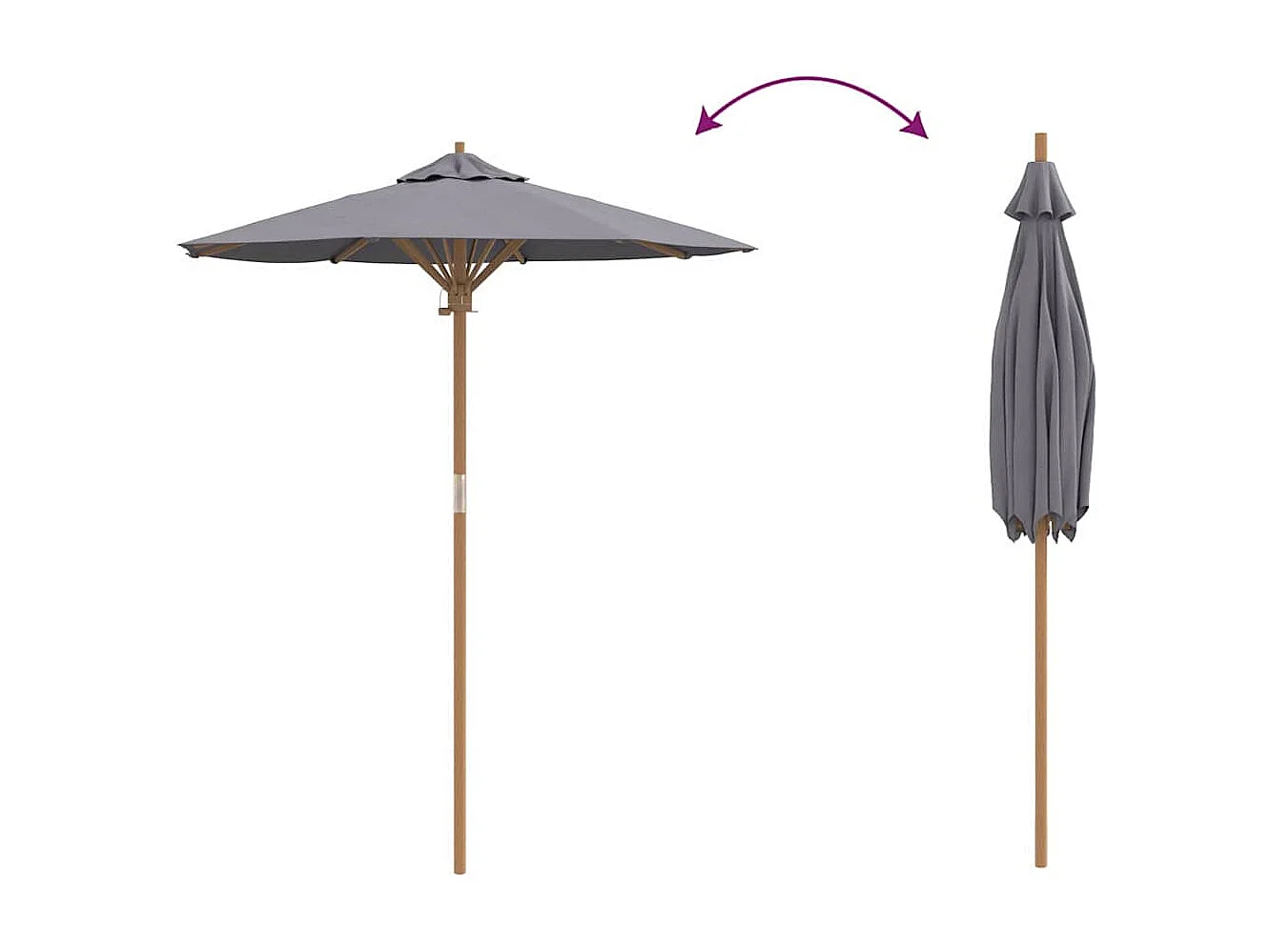Parasol de jardin-Parasol d'extérieur Gris foncé 180 x 180 x 230 cm Bambou