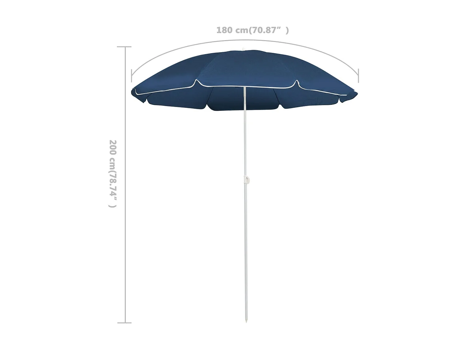 Parasol de jardin-Parasol d'extérieur avec mât en acier bleu 180 cm