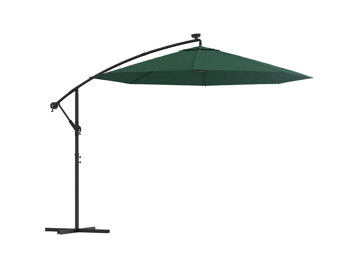 Parasol de jardin avec éclairage LED 300 cm Poteau en métal Vert