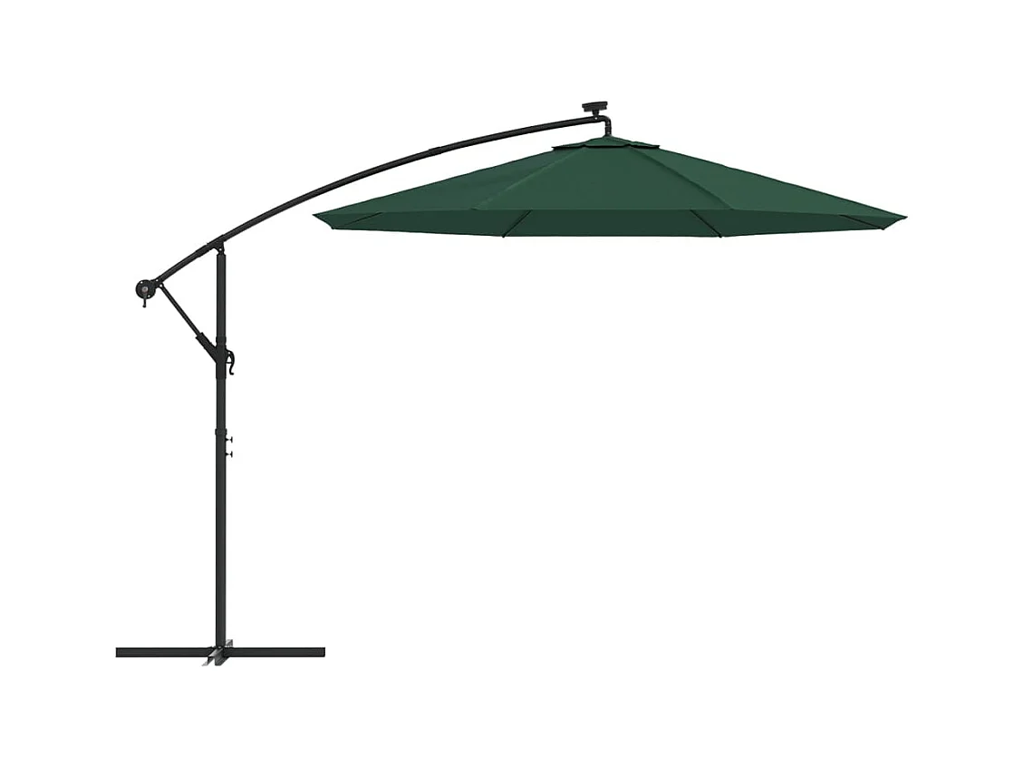 Parasol de jardin avec éclairage LED 300 cm Poteau en métal Vert