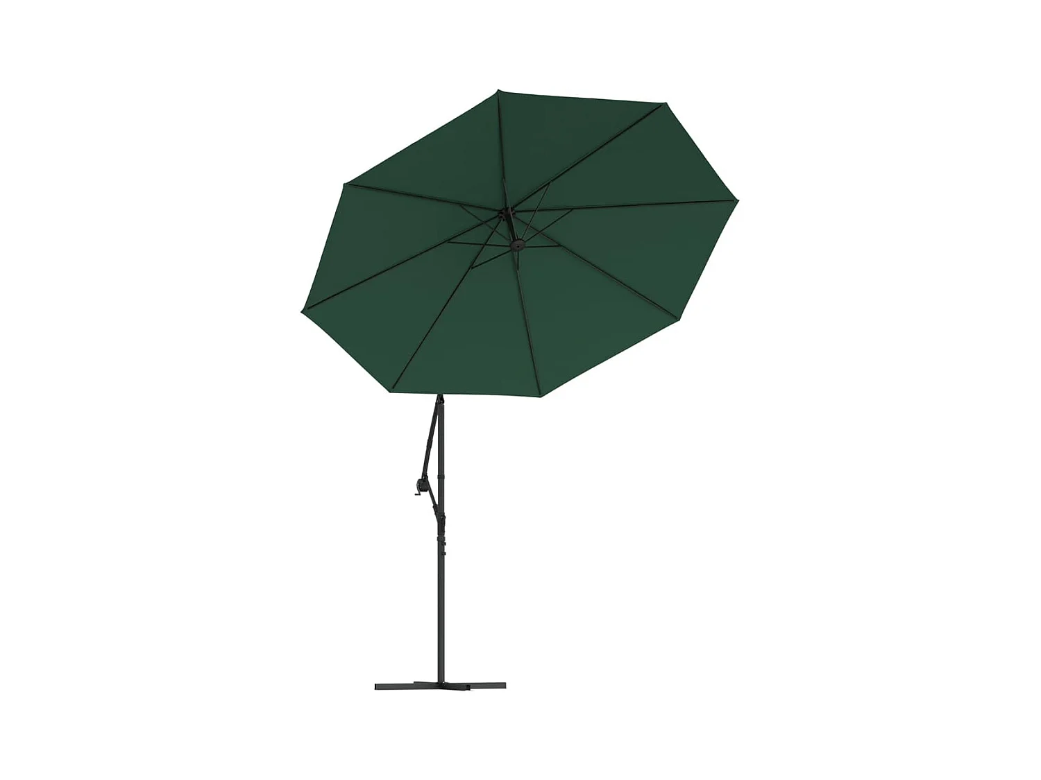 Parasol de jardin avec éclairage LED 300 cm Poteau en métal Vert