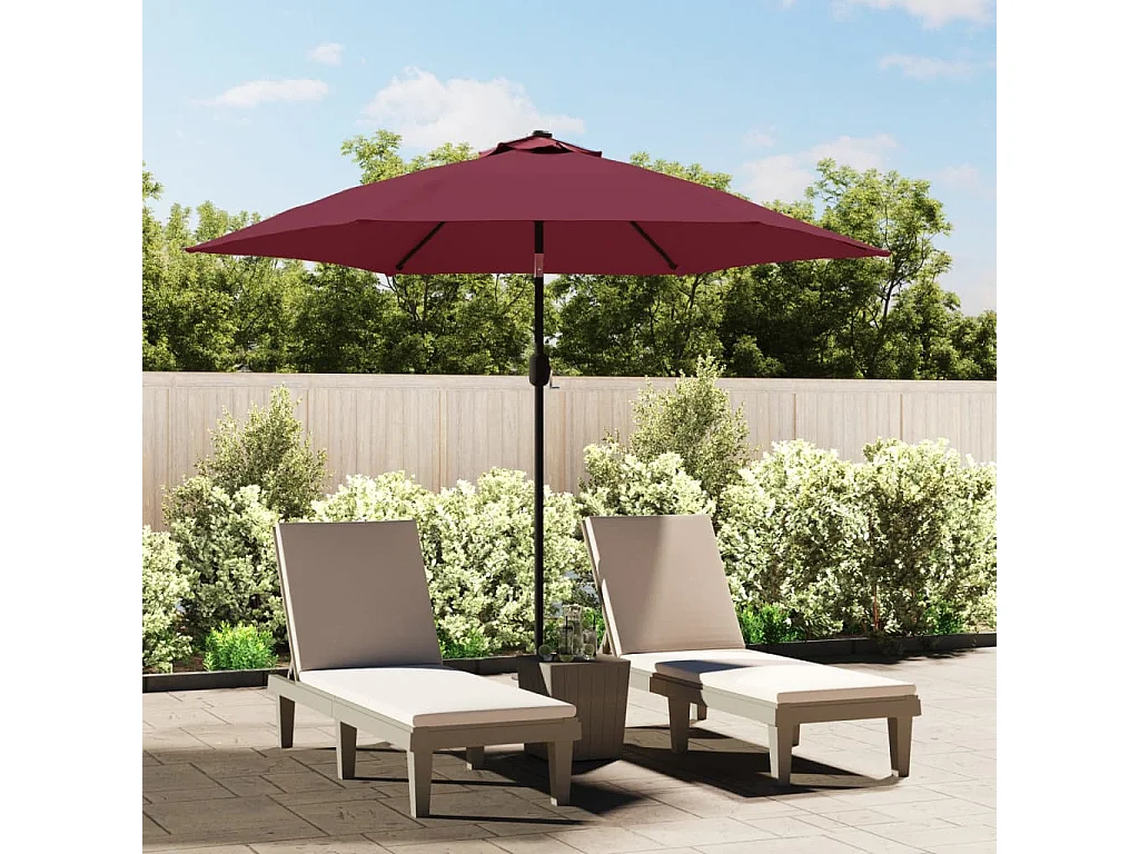 Parasol de jardin-Parasol d'extérieur avec mât en métal rouge bordeaux 300 cm