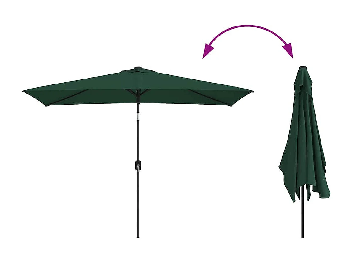 Parasol de jardin 200 x 300 cm Vert Rectangulaire