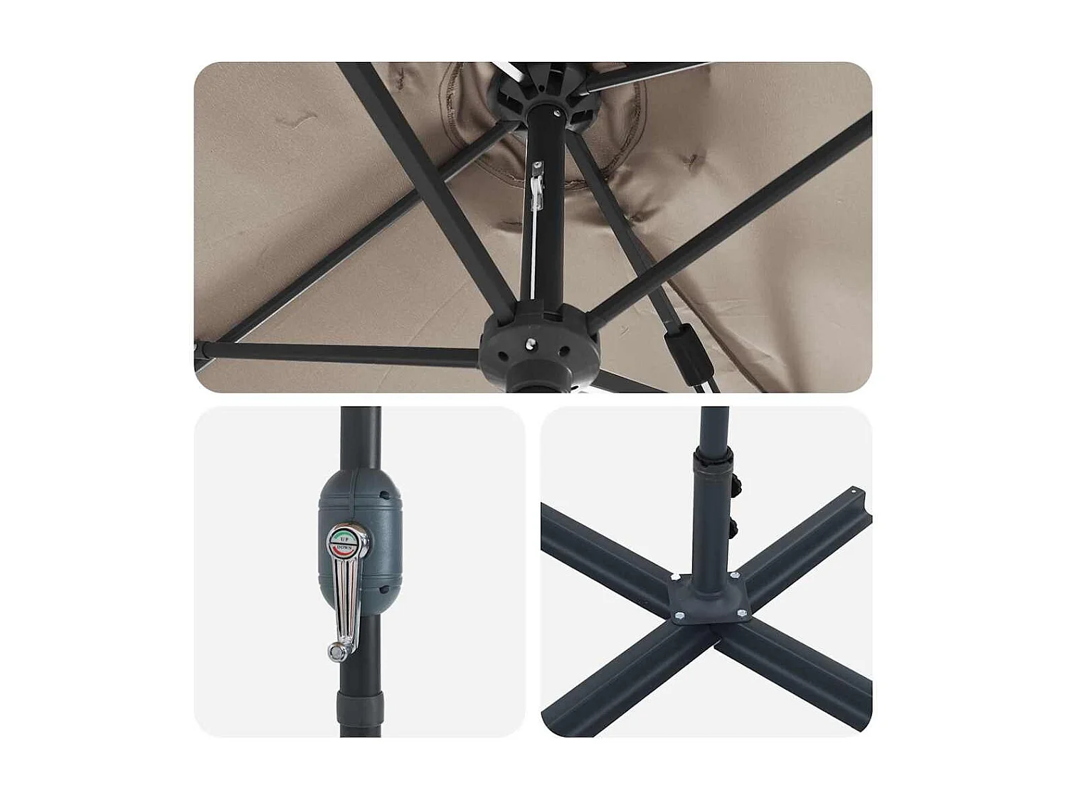 Parasol de jardin-Parasol d'extérieur Taupe 370 x 197 x 239 cm