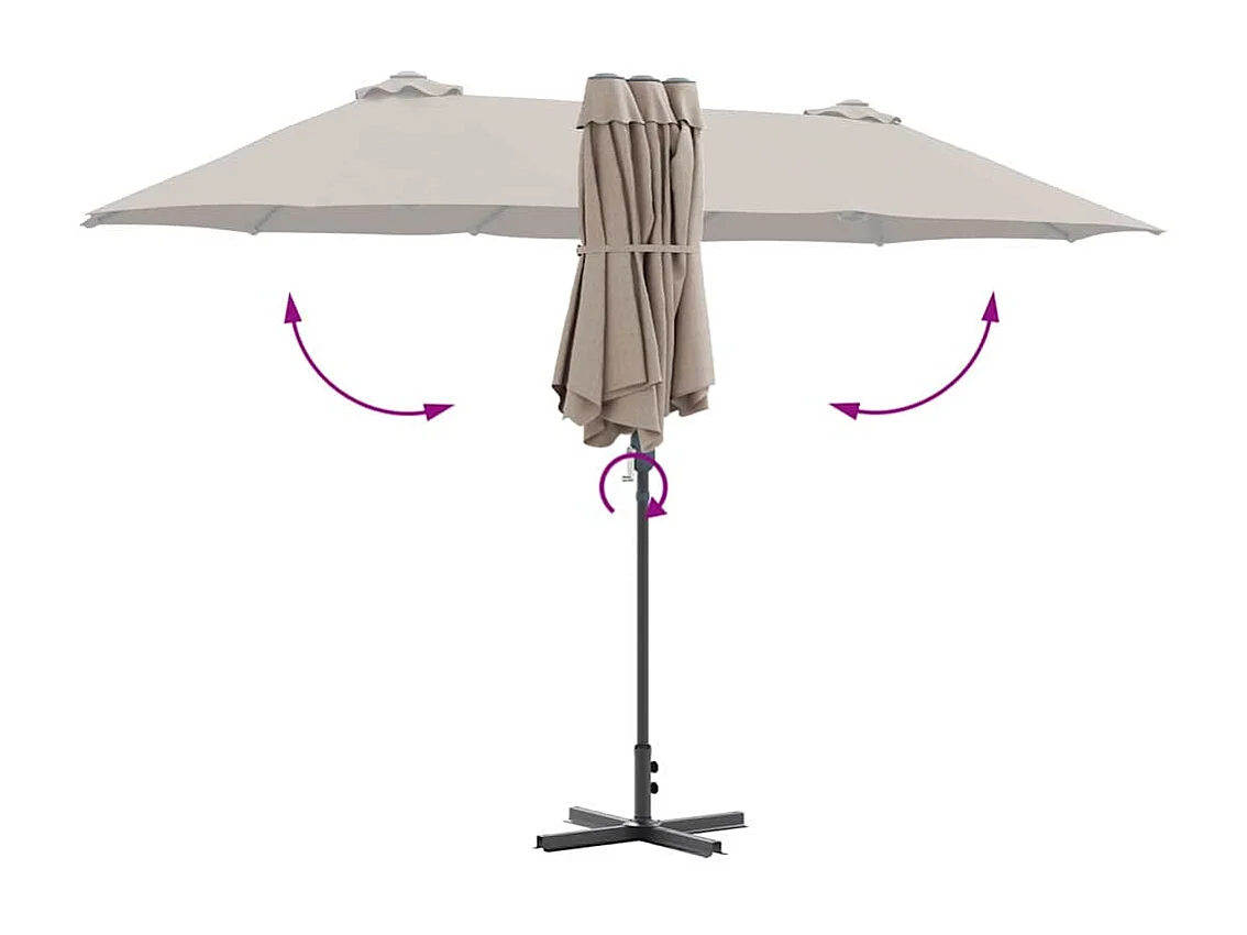 Parasol de jardin-Parasol d'extérieur Taupe 370 x 197 x 239 cm