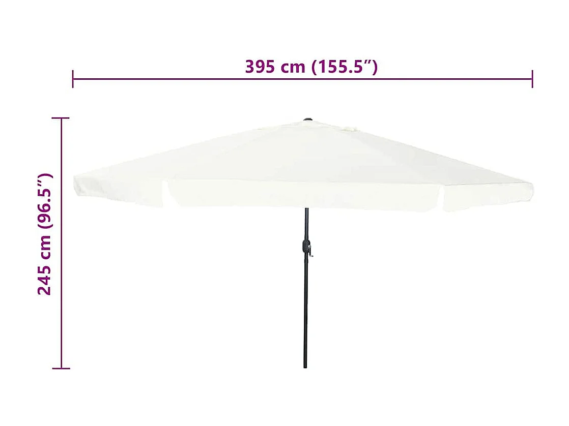 Parasol de jardin-Parasol d'extérieur Blanc et Noir 395 x 395 x 245 cm