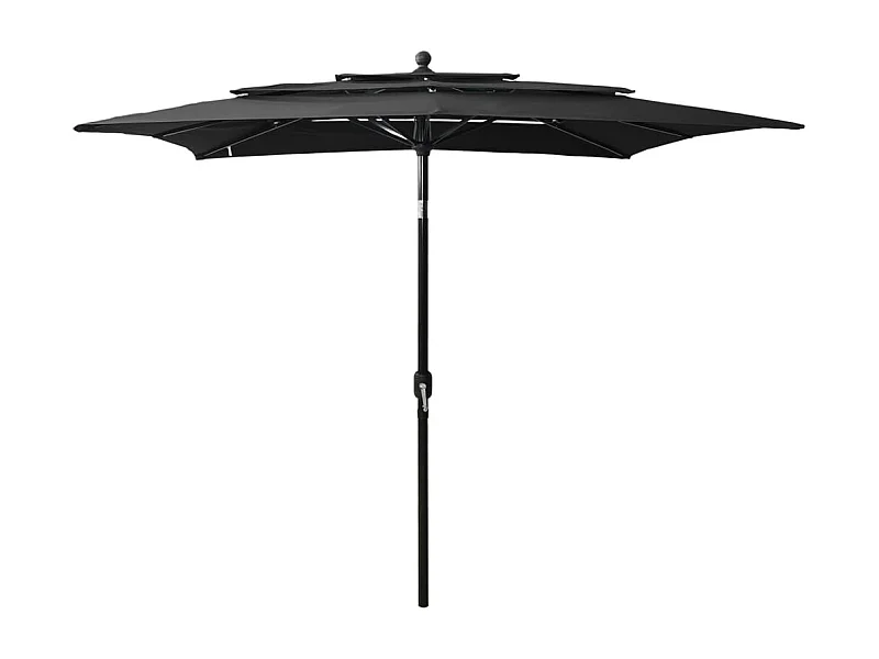 Parasol de jardin-Parasol à 3 niveaux  avec mât en aluminium noir