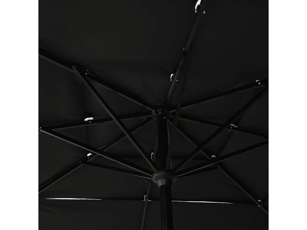 Parasol de jardin-Parasol à 3 niveaux  avec mât en aluminium noir