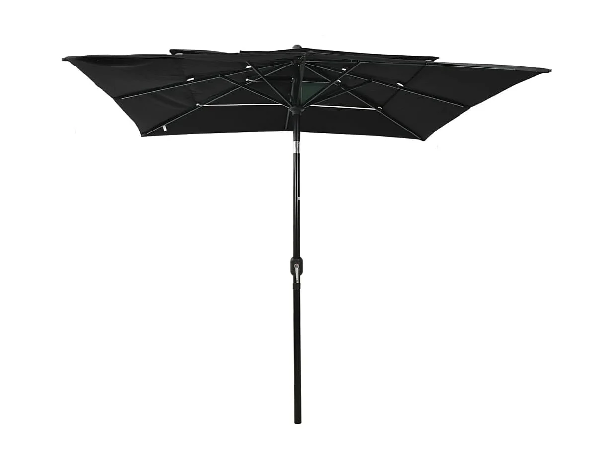 Parasol de jardin-Parasol à 3 niveaux  avec mât en aluminium noir
