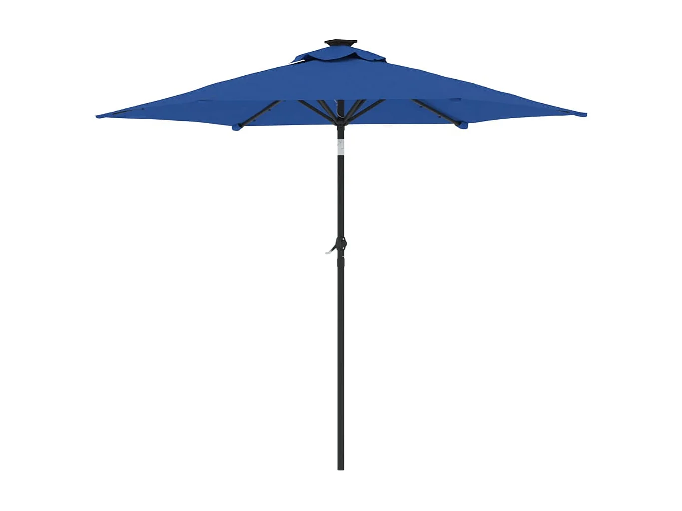 Parasol de jardin-Parasol d'extérieur LED mât en acier bleu azuré 225x225x212 cm