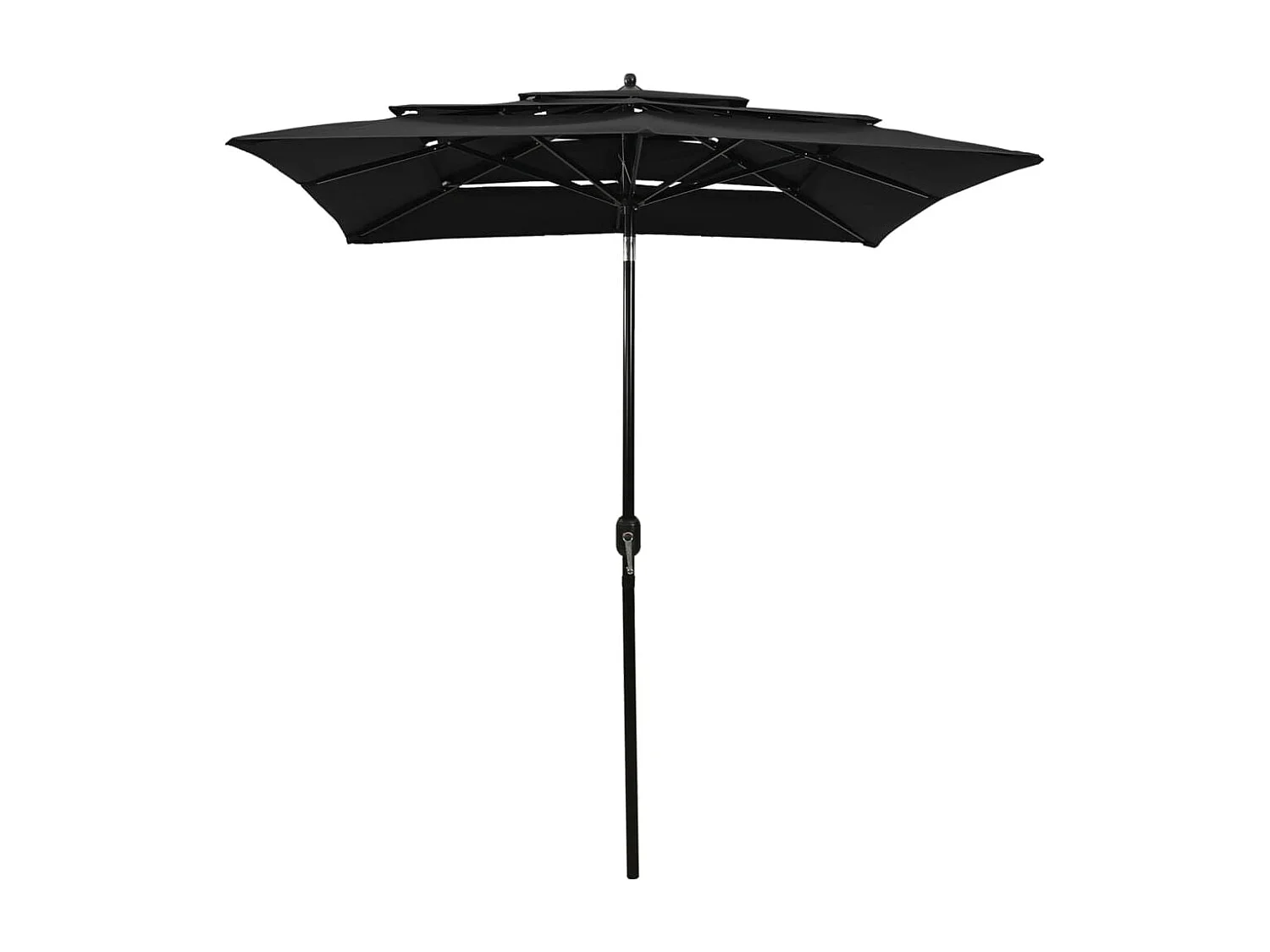 Parasol de jardin-Parasol à 3 niveaux  avec mât en aluminium noir 2x2 m