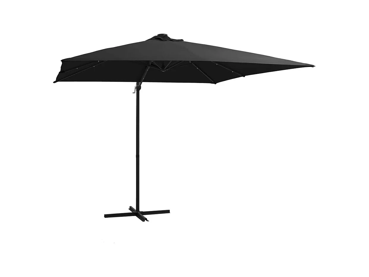 Parasol de jardin-Parasol d'extérieur en porte-à-faux lumières LED et mât en acier
