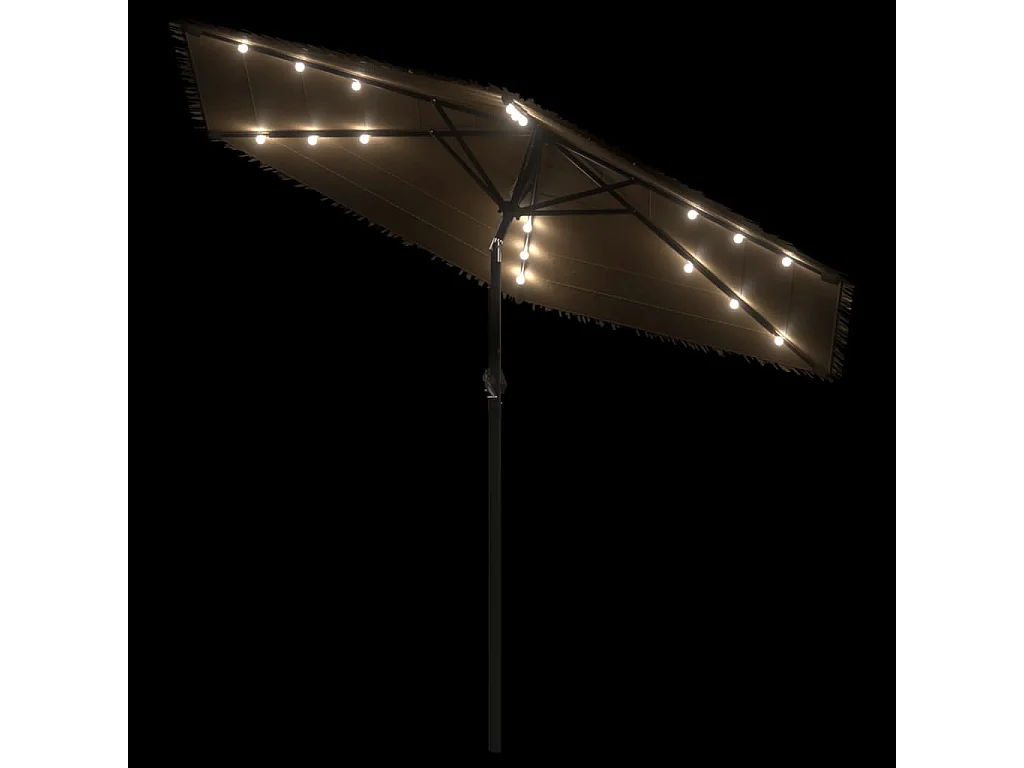 Parasol de jardin-Parasol d'extérieur avec LED et mât en acier marron 288x288x225cm