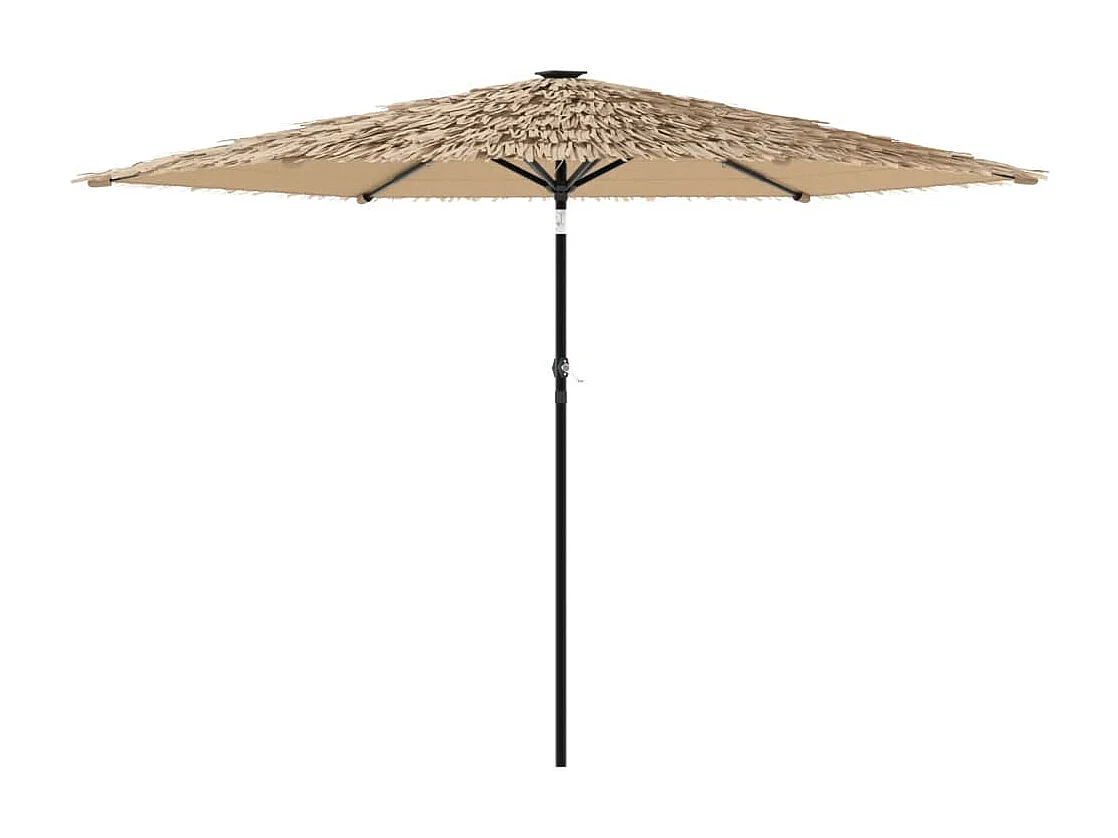 Parasol de jardin-Parasol d'extérieur avec LED et mât en acier marron 288x288x225cm