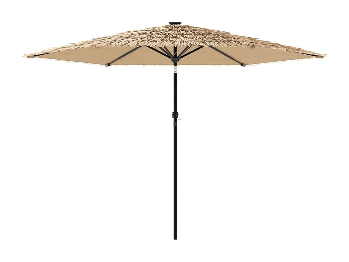 Parasol de jardin-Parasol d'extérieur avec LED et mât en acier marron 288x288x225cm