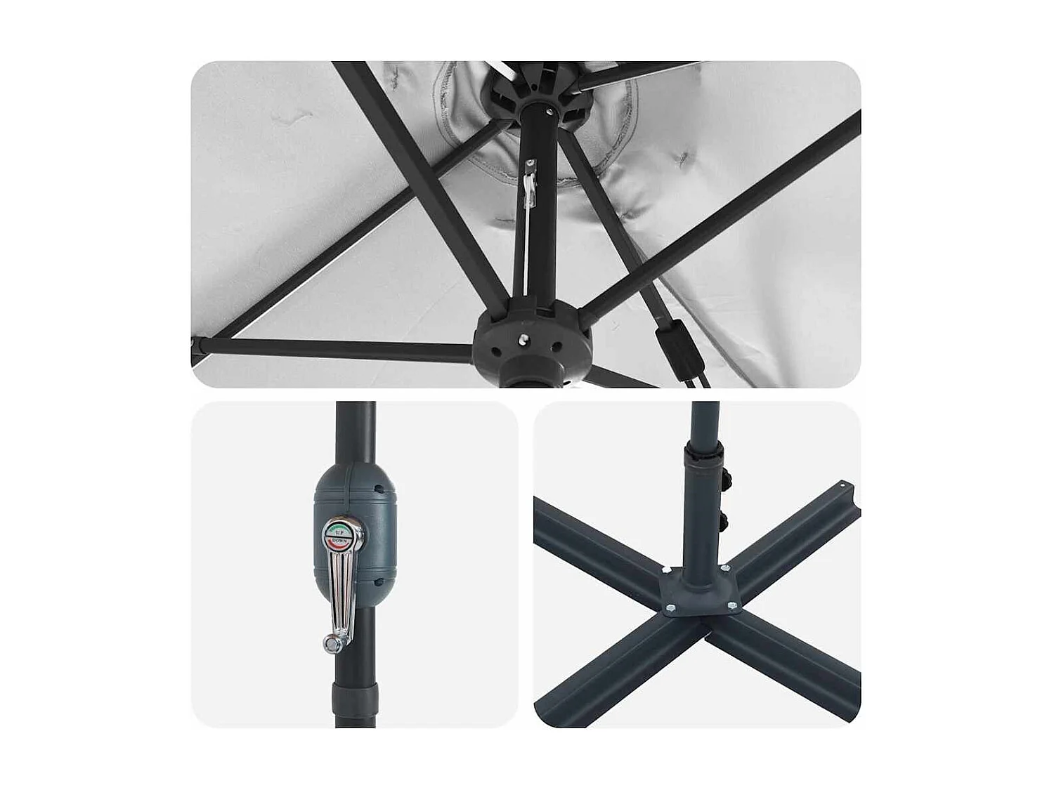 Parasol de jardin-Parasol d'extérieur Couleur sable 370 x 197 x 239 cm