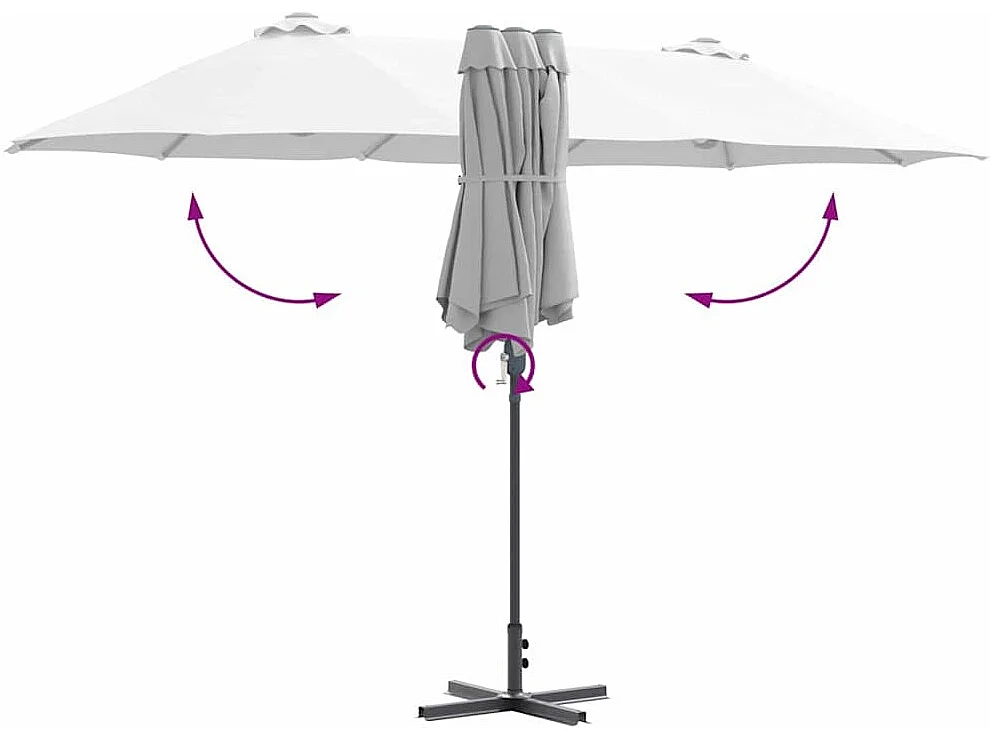 Parasol de jardin-Parasol d'extérieur Couleur sable 370 x 197 x 239 cm