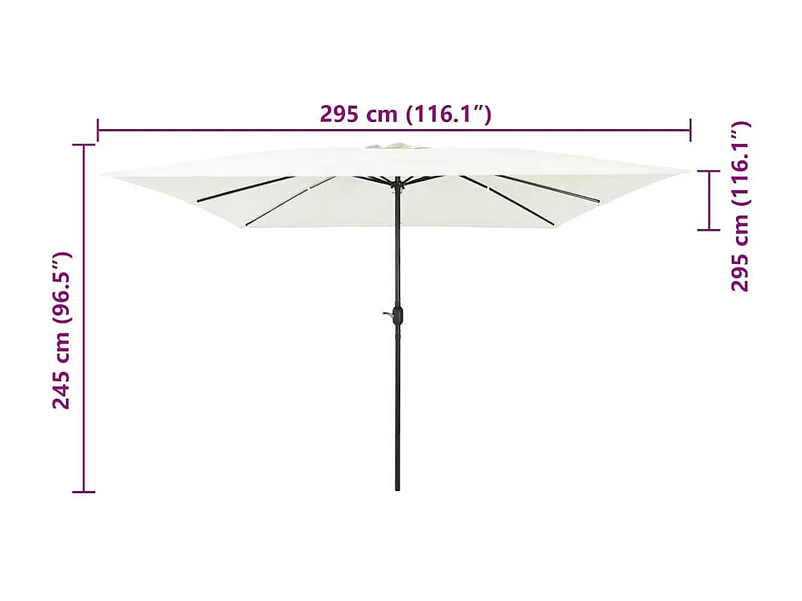 Parasol de jardin-Parasol d'extérieur Blanc et Noir 295 x 295 x 245 cm