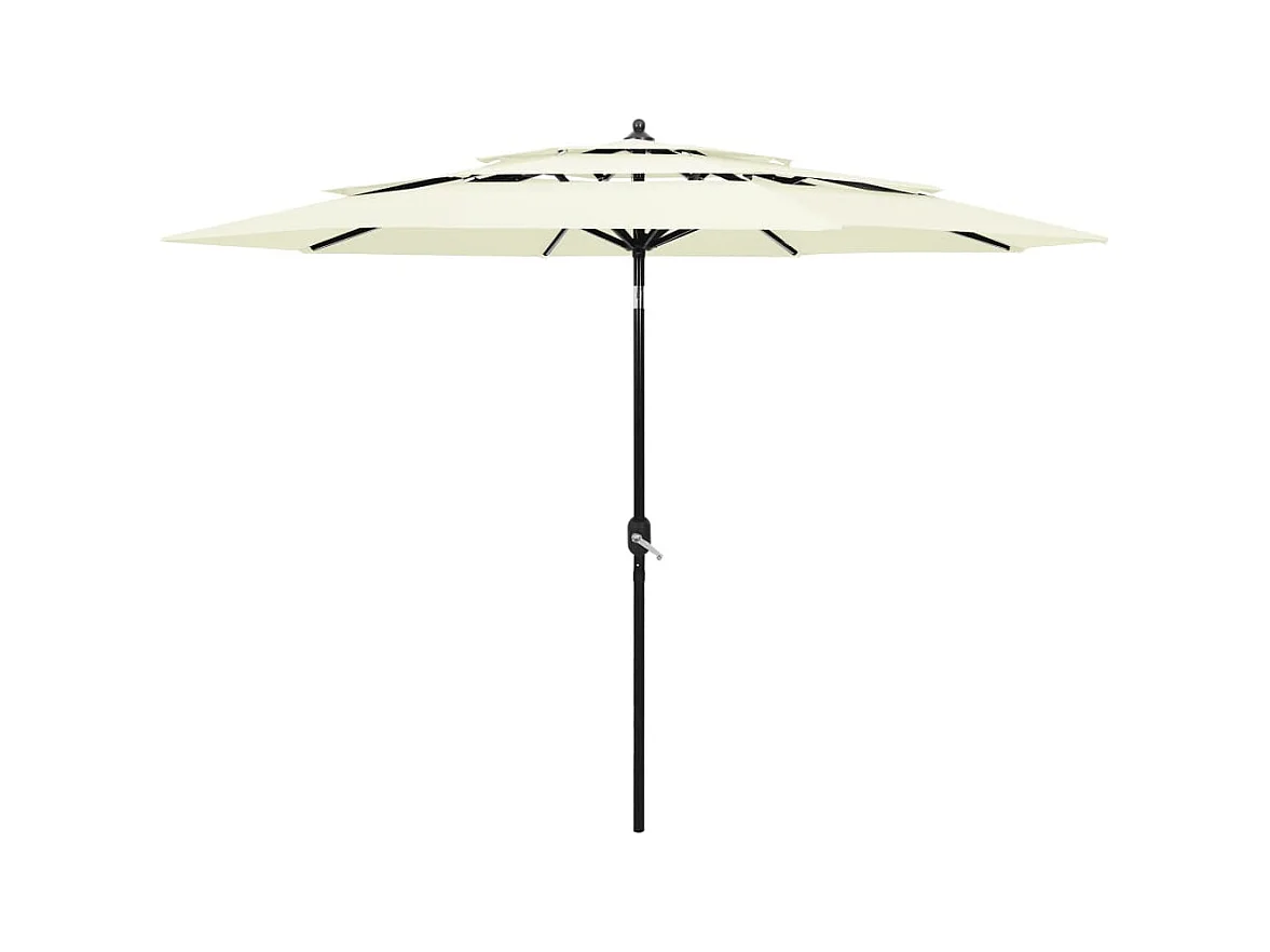 Parasol de jardin-Parasol à 3 niveaux  avec mât en aluminium sable 3 m