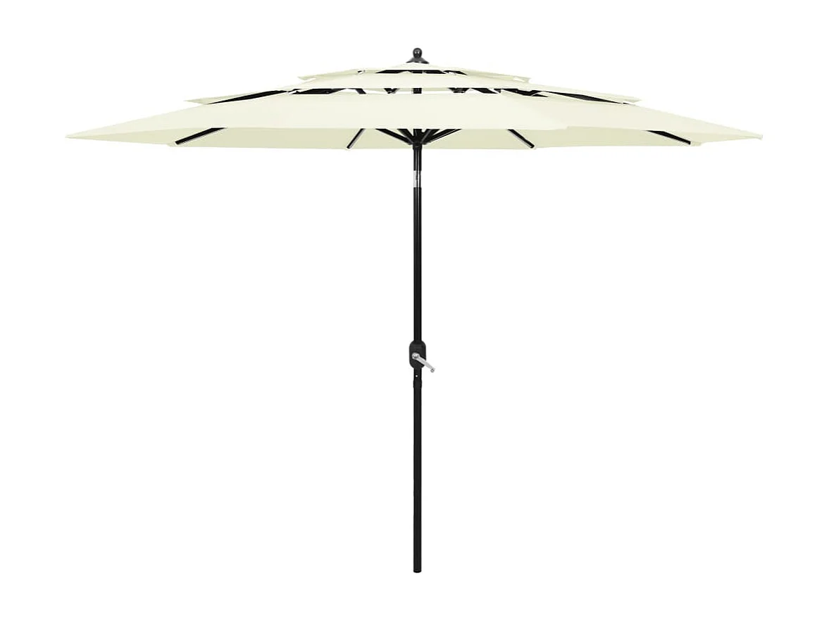 Parasol de jardin-Parasol à 3 niveaux  avec mât en aluminium sable 3 m