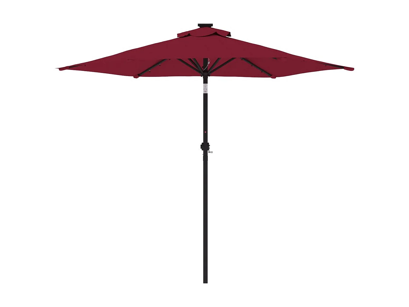 Parasol de jardin-Parasol d'extérieur avec LED mât en acier bordeaux 225x225x212 cm