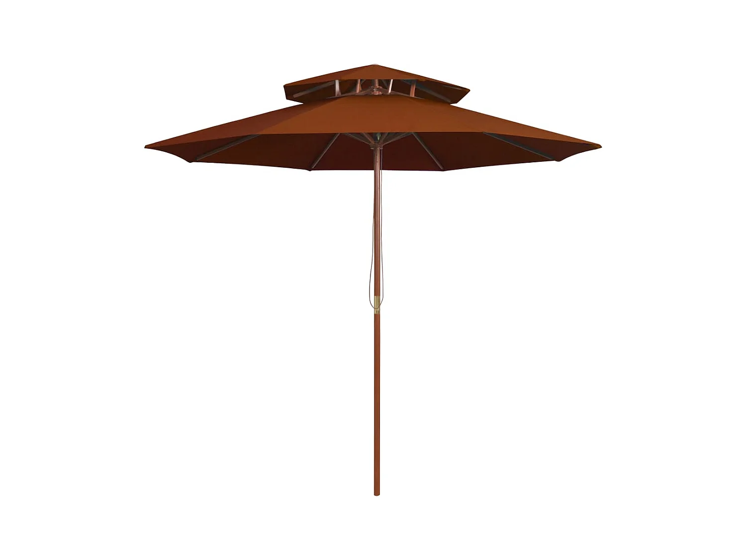 Parasol de jardin à deux étages avec mât en bois terre cuite 270 cm