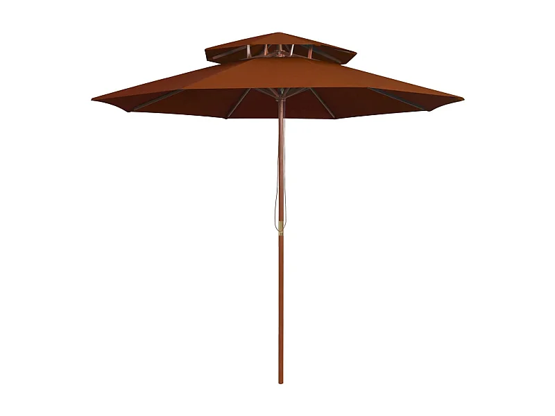 Parasol de jardin à deux étages avec mât en bois terre cuite 270 cm