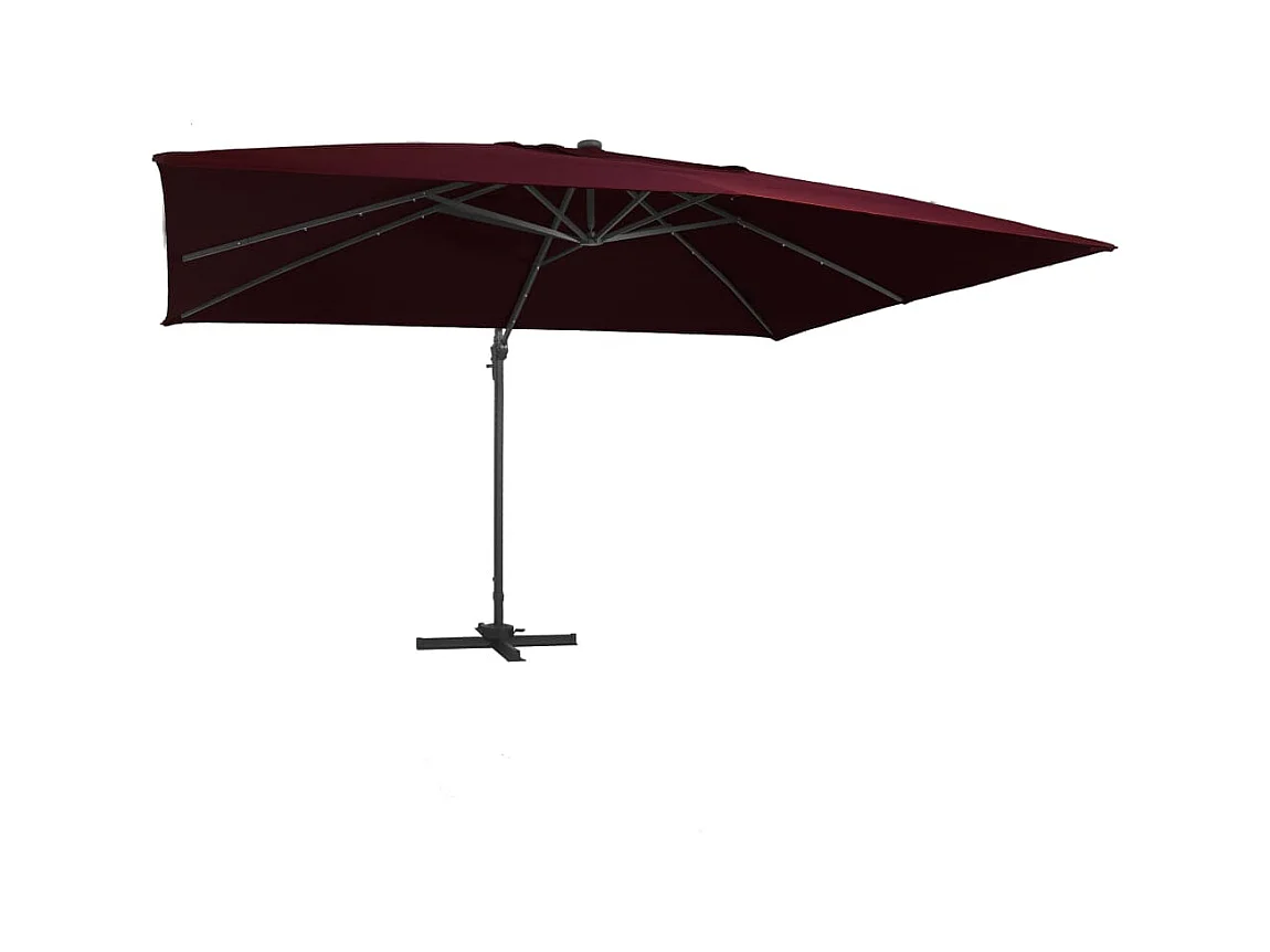 Parasol de jardin-Parasol d'extérieur en porte-à-faux lumières LED rouge bordeaux