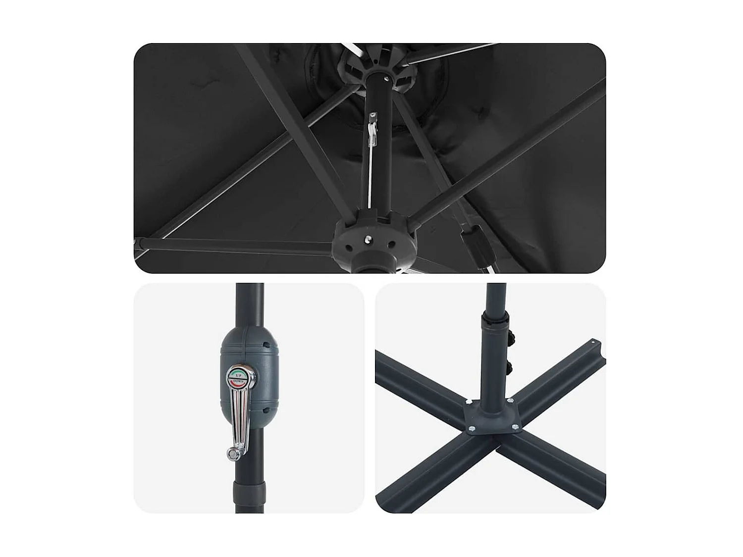 Parasol de jardin-Parasol d'extérieur Noir 370 x 197 x 239 cm