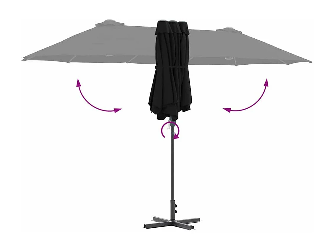 Parasol de jardin-Parasol d'extérieur Noir 370 x 197 x 239 cm