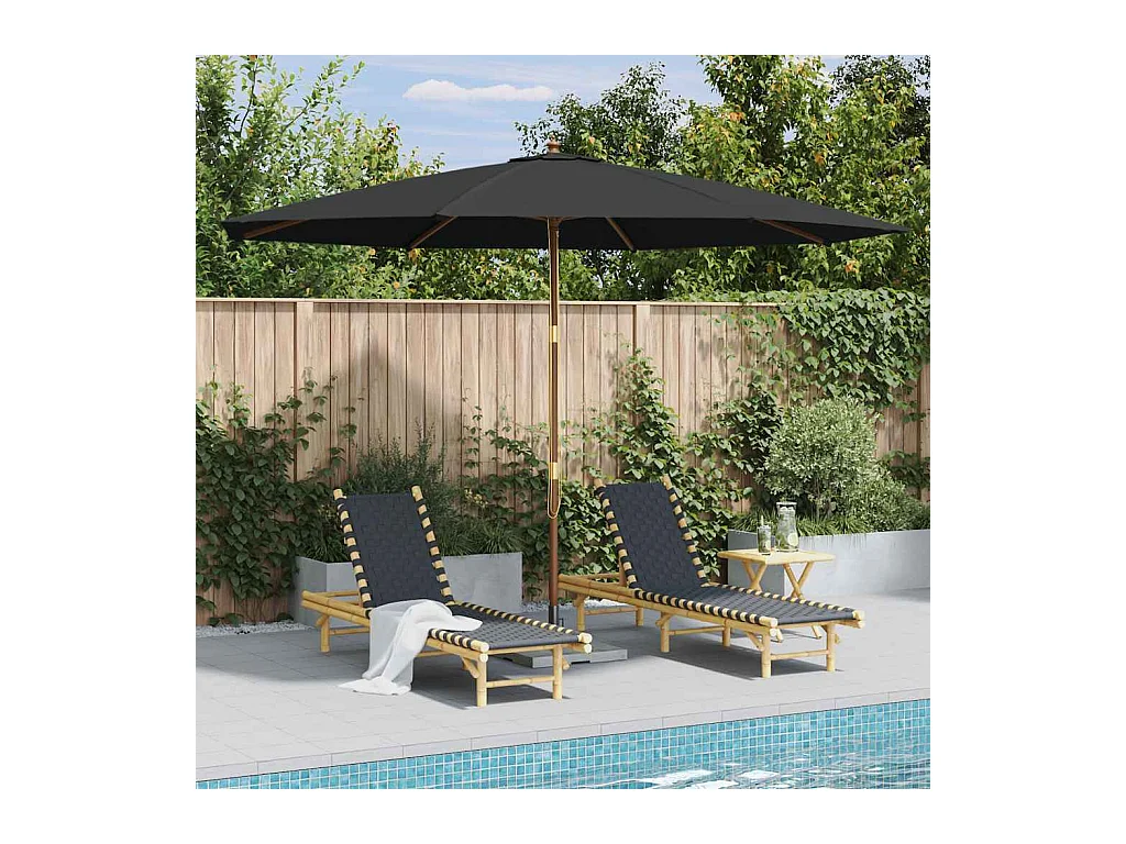 Parasol d'extérieur | Parasol de jardin avec mât en bois 350 cm Anthracite